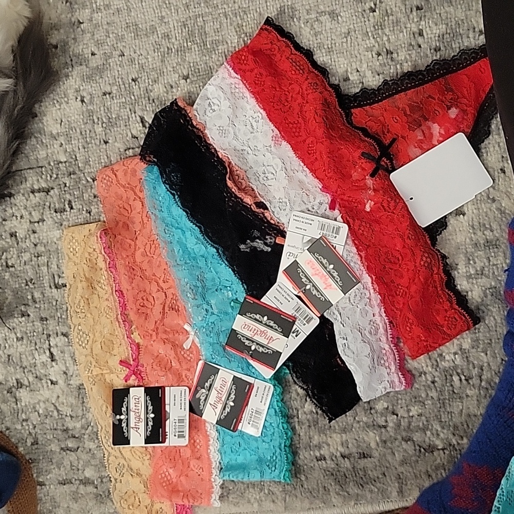 Six pair of Lace Thong panties size- MEDIUM